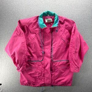 Vintage CBO New York Pink Teal Colorblock Windbreaker Jacket Plus Size 3X Retro